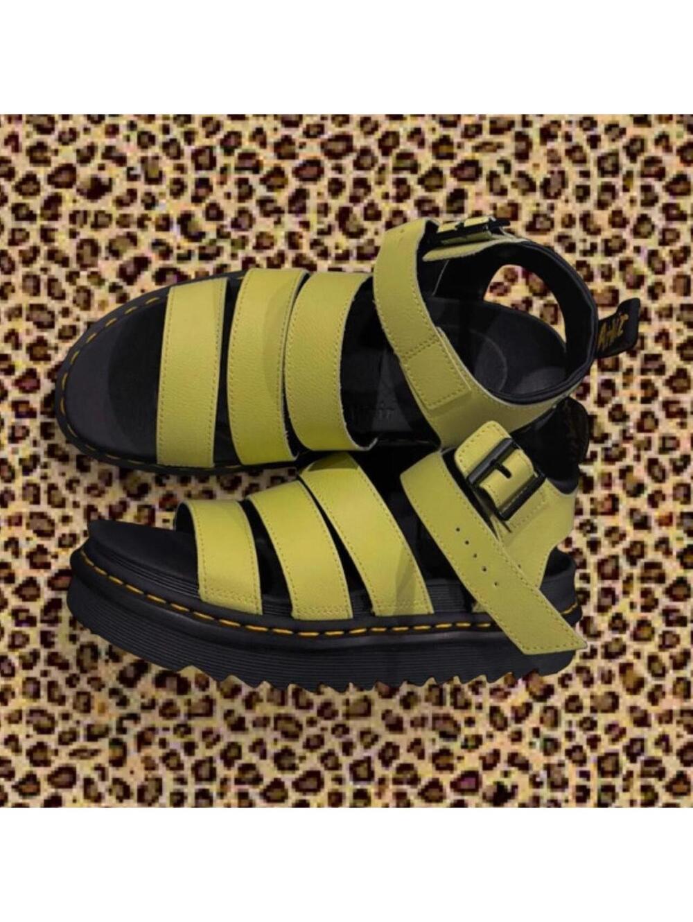 Dr. Martens Voss II Lime Green Platform Sandals NWOB Size 8
